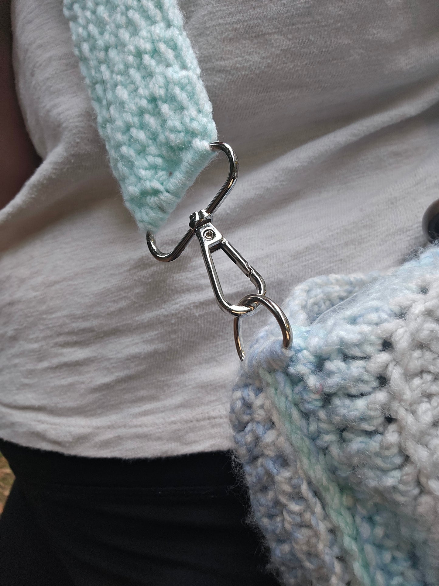 Serene Skies Crochet Star Satchel Bag with divider and removable strap